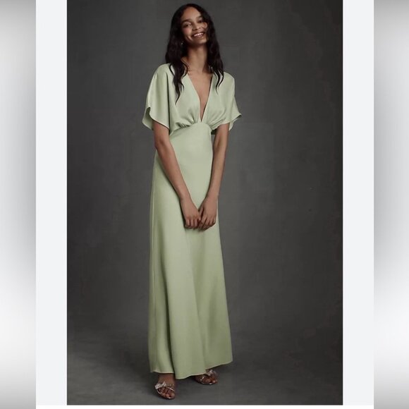 Anthropologie BHLDN Leila Satin Charmeuse Maxi Dress - Picture 13 of 13